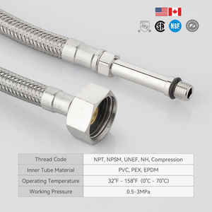 Tubo Flessibile Intrecciato in PVC PPW 3/8C*M10x1 1/2 <span class=keywords><strong>per</strong></span> Connettore Moderno del Rubinetto, <span class=keywords><strong>per</strong></span> Installazione di Alimentazione Idrica in Bagno e Cucina, 10 BAR - Product Image 2