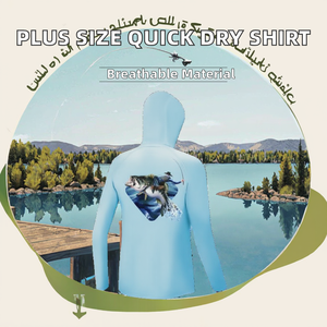 Sweat à capuche de pêche camouflage bleu clair pour garçons, UPF 50, anti-UV, manches longues, veste d'extérieur respirante, fermeture à boutons, 85% polyester - Product Image 2