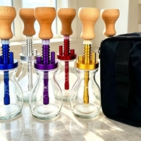 Set Hookah Shisha Portabel Modern dengan Finishing Aluminium Lacquer, Model Bengkok, Grosir Pabrik, Dilengkapi Tas Travel