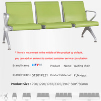 Banc d'attente public à trois rangées, style industriel, en métal, pour aéroport, hôpital, gare ferroviaire