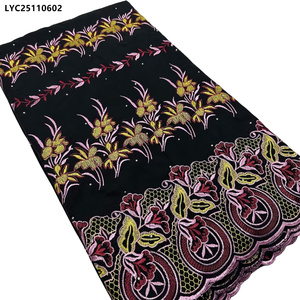 Última Tela de Encaje de Algodón Suizo con Bordado Floral de Dubái al por Mayor para Ropa de Mujer, Tela de Encaje de Algodón Suizo Voile - Product Image 2