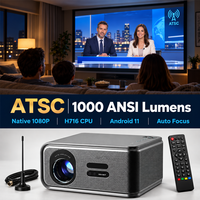 Projecteur 8K, résolution native 1080P Full HD, Smart WiFi, Android 11, mise au point automatique, correction automatique de la distorsion trapézoïdale, 1000 Ansi, projecteur de cinéma maison