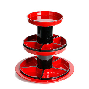 Bandeja Redonda de Dos Niveles Estilo Japonés, Color Rojo y Negro, con Soporte, para Frutas, Sashimi, Postres, Platos para Fiestas - Product Image 2