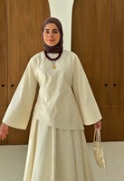 Ensemble deux pièces haut et jupe pour femme musulmane, couleur unie, manches larges, qualité supérieure, tenue modeste pour le quotidien