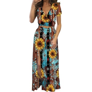 Hot Selling Retro <strong>Aztec</strong> Horse Sunflowers Summer Sexy Ladies Crop Top and <strong>Skirts</strong> Sets 2 Piece Set for Womens Fashion Clothes - Product Image 2