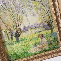 Peintures de paysages européens, fleurs, art mural vintage, cadre en bois, toile de luxe, décoration murale pour mariage et maison