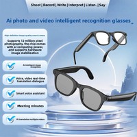 Lunettes de traduction intelligentes JINBO AI avec caméra 1200W, vidéo 1080P, étanches IPX-6, commande vocale et IA vocale intelligente remplaçable