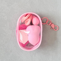 Lot d'éponges de maquillage rose vif avec pochette, houppettes en velours pour fond de teint, éponges cosmétiques en forme d'œuf pour le mélange, outils de maquillage de voyage