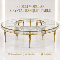 Table à manger Simpson en verre doré et acier inoxydable, design serpentin de luxe avec cristaux, moderne, pliable, durable, pour hôtel