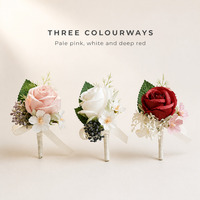 Corsage/Boutonnière Artisanale Haolilian WB10 Rose et Tulipe Artificielles, Meilleures Ventes, pour Fête, Mariage, Boutonnière de Marié, Broches