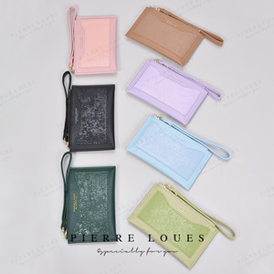 Portefeuille pour femme Pierre Loues, mini porte-monnaie à fermeture éclair, couleur unie, porte-cartes, 4 pouces, usage quotidien - Product Image 2