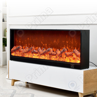 Cheminée électrique sculptée européenne Prima avec manteau décoratif, flamme LED, autoportante, moderne, pour salon, avec télécommande