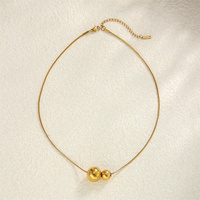 Colliers tendance en acier inoxydable avec pendentifs boule pour femmes, accessoires étanches en PVD 18K, bijoux de mode pour le cou, cadeaux
