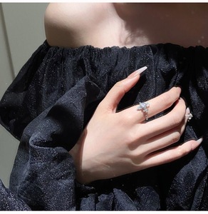 Western Queen Mother Vivienne Saturn <b>Open</b> <b>Ring</b> Women Luxury Zircon Niche Design European American Trendy Platinum Plated - Product Image 4
