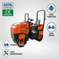 Rouleau compresseur routier compact haute performance de 1,5 tonne, compacteur vibrant entièrement hydraulique, rouleau à asphalte simple ou double tambour