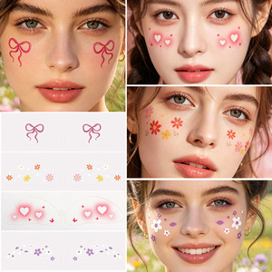 Pegatina de Tatuaje Temporal con Impresión Digital, Diseño de Corazones, Flores y Caras, de 1 a 3 Semanas de Duración, Talla Única - Product Image 2