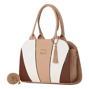 Sac à main en cuir pour femme Fana Bruna M3818 Blanc Marron à panneaux avec fermeture à rabat pour usage quotidien décontracté - Product Image 4
