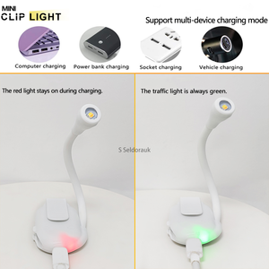 <span class=keywords><strong>Lampe</strong></span> de bureau LED portable rechargeable avec <span class=keywords><strong>pince</strong></span>, intensité réglable, commande tactile, col de cygne flexible, veilleuse pour la maison, le bureau et les étudiants - Product Image 3