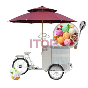 <span class=keywords><strong>ITOP</strong></span> Carrello per alimenti Triciclo de 3 ruedas de hielo crema bicicleta calle móvil carrito de helados para la venta con paraguas - Product Image 2