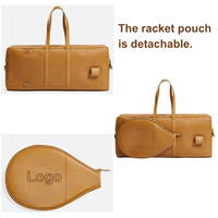 Nouveau design grande capacité en cuir PU pour femmes fourre-tout unisexe entraînement en plein air école avec pochette de tennis amovible sac à balles de cornichon