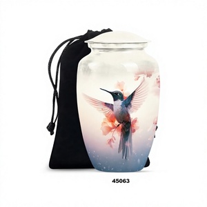 Urne adulte de crémation d'oiseau de bourdonnement blanc de vente chaude pour la grande urne décorative de cendres humaines avec le sac gratuit de velours - Product Image 1