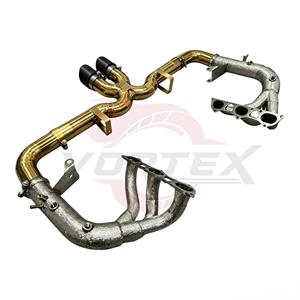 Échappement de course Vortex Gold Titanium pour Porsche 911 992 GT3 4.0 2022-2025 avec collecteurs thermiquement protégés et doubles embouts en carbone - Product Image 5