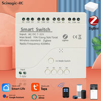 Module relais intelligent Zigbee 4 canaux, récepteur, interrupteur, automatisation, auto-verrouillage, intelligent, vie intelligente, commande vocale, 433Mhz