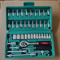 Ensemble d'outils de réparation automobile en acier au carbone de 46 pièces pour voitures et motos, utilisation domestique, clé à douille à cliquet, combinaison de clés à douille, étui rigide