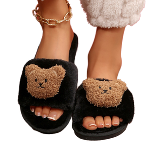 Cute Cartoon <b>Bear</b> for for Women 2026 Fashionable Winter/Spring Hotel-Style Suede Comfortable Home slippers - Product Image 1