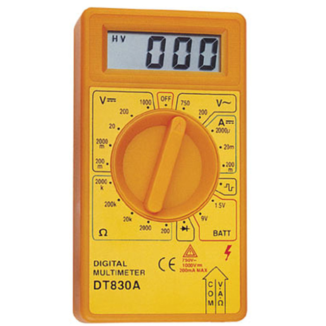 200mv to 1000V  2mA to 10A 9V AC/DC DT-830A LCD Digital Multimeter
