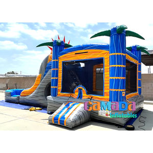 Joli château gonflable de couleur magique et piscine de toboggan château plein d'entrain gonflable palmier commercial toboggan aquatique - Product Image 6