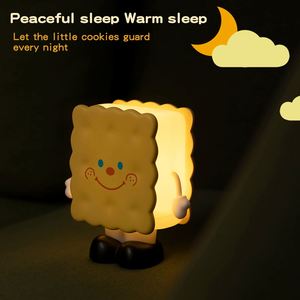 Creative Biscuit Cookie Warm Night <b>Light</b> Battery Powered Portable Eye Caring Cute Bedroom <b>Sleep</b> Home Use Children's Gift - Product Image 4