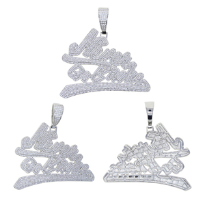 Top qualité micro pavé cz lettre hip hop bling pendentif plaqué or jamais aller cassé collier pour hommes - Product Image 3