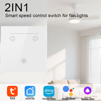 Tuya Smart WiFi ventilateur de plafond lumière interrupteur mural écran tactile PC Smart Life App minuterie à distance contrôle à rebours ventilateur interrupteur de lampe