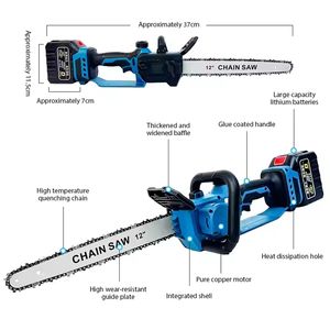 <span class=keywords><strong>Mini</strong></span> tronçonneuse sans fil 21V sans balais, 2 batteries 2000mAh, 12 pouces, 8 6, pour l'élagage des arbres et le travail du bois - Product Image 5