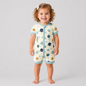 Zollfreie Kinder-Pyjamas aus Bambus mit YKK-Reißverschluss, Bodysuit mit Schleifenmuster, Langarm-Neugeborenen-Strampler im Großhandel - Product Image 2