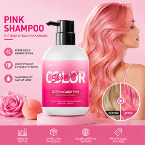 Shampooing professionnel anti-jaunissement et anti-orange pour cheveux teints, couleur rose, pour barbiers - Product Image 1