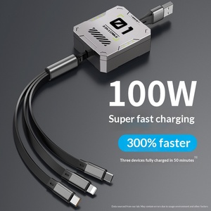 <span class=keywords><strong>สาย</strong></span>ดาต้า3-in-1 100W พร้อมพอร์ต3พอร์ตสำหรับโทรศัพท์มือถือและ6A <span class=keywords><strong>Type</strong></span>-<span class=keywords><strong>C</strong></span> ความเร็วสูงสายชาร์จวัสดุ ABS - Product Image 3