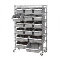 Étagère de rangement métallique de qualité commerciale Kingrack à 16 bacs, tiroirs coulissants, conception multi-niveaux pour l'efficacité des espaces de service des restaurants