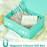 Boîte à vêtements de mariage en papier rigide pliable avec fermeture magnétique bleue de luxe personnalisée, boîtes cadeaux avec ruban