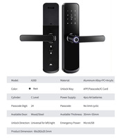 Cerradura Inteligente para Puerta de Apartamento con Huella Dactilar Biométrica, Aleación de Aluminio, Puerta de Madera, Aplicación Tuya y Wi-Fi