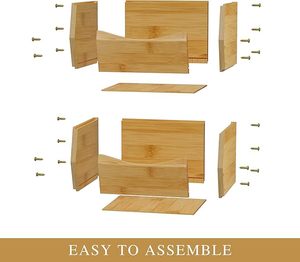 2 pezzi di bambù del bancone della <span class=keywords><strong>cucina</strong></span> scaffale di stoccaggio anteriore apertura impilata scatola di immagazzinaggio cibo secco spezie caffè tè armadietto organizzatore - Product Image 4