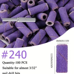 100pcs Nail <b>Drill</b> Bits Sanding Bands with Upgrade 3.1mm Mandrel Bit 180 Fine Grit Nail File Sanding Bands - Product Image 3