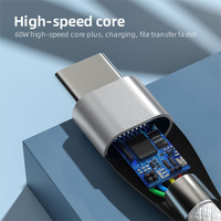 Kabel data magnetik pengisian daya cepat, kabel data magnetik Tipe C ke USB C 60W 3A, 1M 3,3 kaki, magnetik kuat untuk ponsel