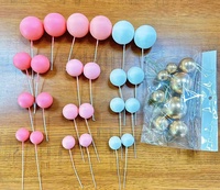 Ensemble de 32 pièces de taille mixte pour gâteau d'anniversaire Boules en mousse blanc or argent rose Élégantes fausses boules Décorations de gâteau