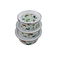 Ensemble de 3 casseroles classiques émaillées à large rebord, avec couvercles, compatibles gaz et induction, durables, faciles à nettoyer, en fonte