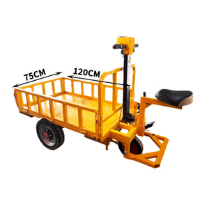 รถเข็นไฟฟ้าสามล้อสีเหลือง ขนาด 1200x750 มม. แพลตฟอร์มเหล็ก สำหรับขนส่งสินค้าอุตสาหกรรม ทนทาน เคลือบสีฝุ่น - Product Image 5