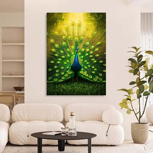 Style bohème <span class=keywords><strong>peinture</strong></span> plumes <span class=keywords><strong>de</strong></span> <span class=keywords><strong>paon</strong></span> écran ouvert tenture murale décoration <span class=keywords><strong>peinture</strong></span> affiche impression toile <span class=keywords><strong>peinture</strong></span> - Product Image 4