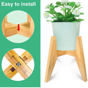 Support de pot de fleurs d'intérieur en bois, forme croisée simple, plateau rotatif pour plantes succulentes et Pothos, design moderne et minimaliste pour salon - Product Image 3