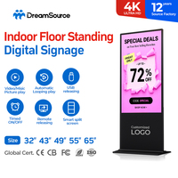 Pantalla Digital Publicitaria de 43 49 55 65 Pulgadas 4K con Soporte de Pie, Pantalla Táctil Android 14 con Control Remoto CMS